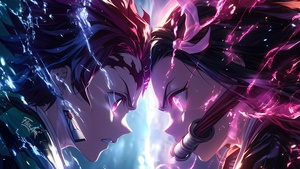 Tanjiro Kamado, Nezuko Kamado, Vibrant, Colorful anime, Demon Slayer: Kimetsu no Yaiba, 4K wallpaper