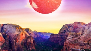 Sun, Valley, Purple sky, Cracked, Daytime, Surreal, Scenery, 4K wallpaper