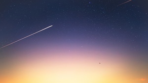 Starry sky, Sunlight, Sunset, Meteorite fall, 4K wallpaper