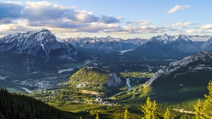 Alberta, Canada, Landscape, Valley, Scenery, Mountain range, Glacier mountains, Snow covered, Cloudy Sky, 4K wallpaper