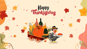 Happy Thanksgiving, Turkey, Illustration, Autumn background, 4K wallpaper