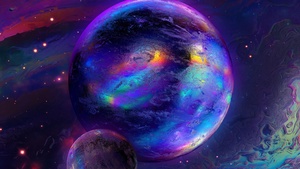 Spheres, Cosmos, Nebula, Colorful, Glowing, Rainbow, 4K wallpaper