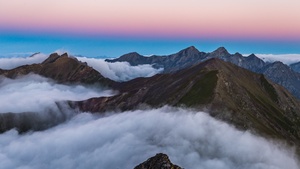 Mountain range, Sunrise, Mountain Peaks, Switzerland, White Clouds, Aerial view, Beautiful, 4K wallpaper