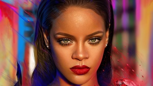 Rihanna, Illustration, Barbadian singer, Portrait, Paint, Colorful, Vivid, Magical, 4K wallpaper