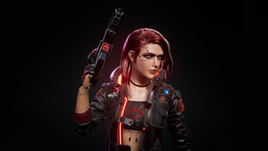 Female V, Artwork, Cyberpunk 2077, Dark background, 4K wallpaper