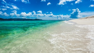 British Virgin Islands, Seascape, Clouds, Blue Sky, Landscape, Tropical beach, Clear water, Horizon, 4K wallpaper
