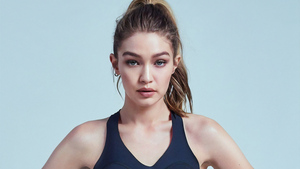 Gigi Hadid, American model, Portrait, Beautiful, White background, Pastel background, 4K wallpaper