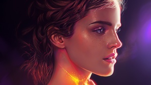 Emma Watson, Aesthetic, American actress, Portrait, Beautiful actress, Magical, Vivid, Paint, Illustration, 4K wallpaper