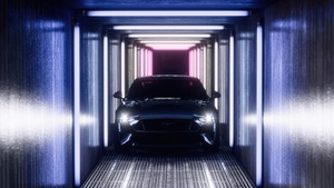 Ford Mustang, Ultrawide, Neon Lights, Tunnel, Futuristic, 4K wallpaper