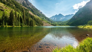 Elk Mountains, Maroon Peak, Colorado, Lakes, Landscape, Clear water, Reflection, Scenery, 4K wallpaper
