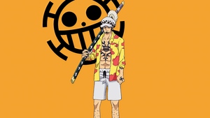 Trafalgar Law, Minimal art, One Piece, Yellow background, 4K wallpaper