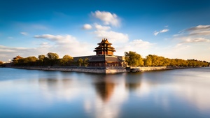 Forbidden City, Beijing, China, Museum, Imperial Palace, Ming Dynasty, Long exposure, UNESCO World Heritage Site, Body of Water, Reflection, Blue Sky, 4K wallpaper