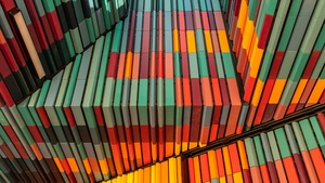 Modern architecture, Building, Metal structure, Colorful, Stripes, Ceiling, 4K wallpaper