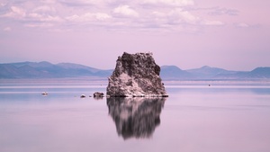 Beach, Rock, macOS Mojave, Mountains, 4K wallpaper