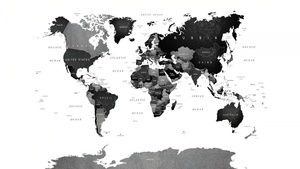 Monochrome, World map, Black and White, 4K wallpaper