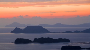 Japan, Orange sky, Sunset, Landscape, Evening, Clouds, Travel, Tourist attraction, 4K wallpaper