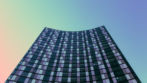 High rise building, Low Angle Photography, Gradient background, Looking up at Sky, Office building, Pattern, Skyscraper, 4K wallpaper