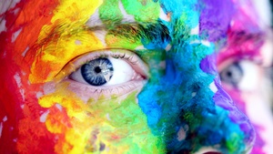 Face, Closeup, Paint, Colorful, Blue eyes, 4K wallpaper