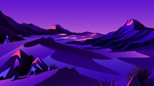 macOS Big Sur, Aesthetic, Mountains, Rocks, Twilight, Sunset, Starry sky, Purple sky, Scenery, Illustration, iOS 14, Stock, 4K wallpaper