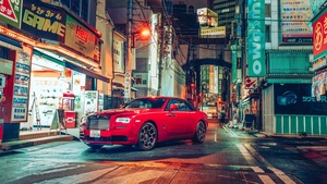 Rolls-Royce Dawn Black Badge, Tokyo, 2021, Cityscape, Night, Lights, 4K wallpaper