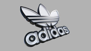 Adidas, Logo, 3D, Grey background, 3D text, 3D letters, 4K wallpaper