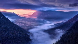 Mountains, Sunrise, Scenic, Early Morning, Countryside, Village, Sunlight, Hill Station, Clouds, Foggy, 4K wallpaper