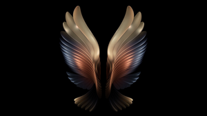 Samsung Galaxy Fold, AMOLED, Angel wings, Black background, Stock, 4K wallpaper