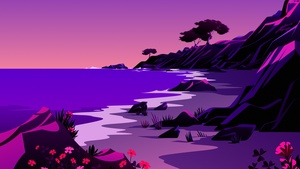 macOS Big Sur, Beach, Landscape, Twilight, Sunset, Scenery, Illustration, iOS 14, Stock, Aesthetic, 4K wallpaper