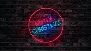Merry Christmas, Neon, Brick wall, Dark, Colorful, Neon sign, Navidad, Noel, December, 4K wallpaper