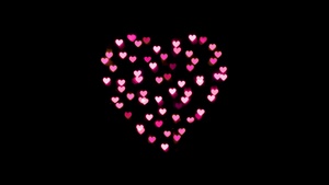 Love heart, Pink hearts, Lights, Night, Black background, 4K wallpaper