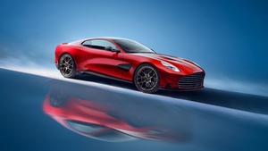 Aston Martin Vanquish, 2024, Blue background, Super Sports Cars, 4K wallpaper