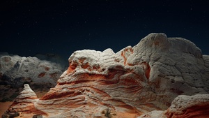 macOS Big Sur, Dark Mode, Stock, Night, Sedimentary rocks, Desert, Starry sky, Dark, iOS 14, Vermilion Cliffs, 4K wallpaper