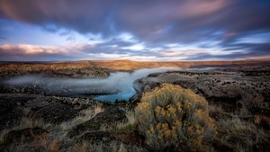 Oregon, Landscape, Plateau, Fog, Long exposure, Early Morning, 4K wallpaper