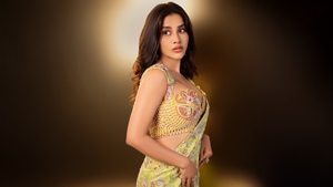 Nabha Natesh, Indian actress, Telugu Actress, Saree, 4K wallpaper