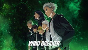 Wind Breaker, Green background, Haruka Sakura, Akihiko Nirei, Hayato Suo, Anime series, 4K wallpaper