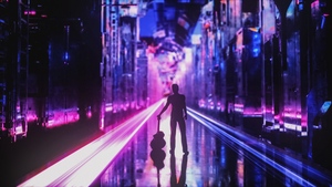 Neon, Guitar, Musician, Silhouette, Cyberpunk, Aesthetic, Dystopian, 4K wallpaper