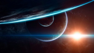 Planets, Cosmos, Sun, Astronomy, Horizon, Galaxy, Stars, 4K wallpaper