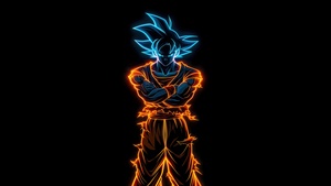 Son Goku, AMOLED, Glowing, Black background, 4K wallpaper
