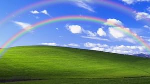 Windows XP, Bliss, Landscape, Rainbow, Blue Sky, 4K wallpaper
