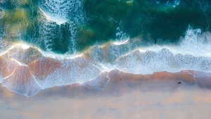 Beach, Coastal, Ocean, Blue Water, Aerial view, Birds eye view, Sand, Seascape, Waves, 4K wallpaper