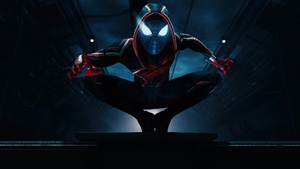 Marvels Spider-Man: Miles Morales, Photo mode, Dark background, PlayStation 5, 2020 Games, Spiderman, 4K wallpaper