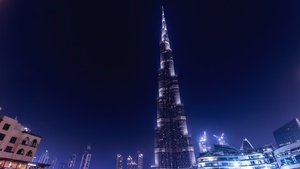 Burj Khalifa, Night time, United Arab Emirates, Dubai, Modern architecture, Cityscape, City lights, Skyscrapers, 4K wallpaper