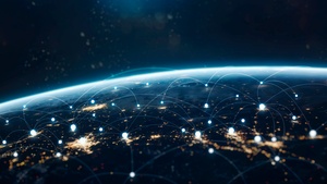 Network, Connections, Earth, Lights, Blue, Horizon, 4K wallpaper