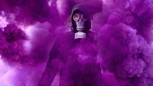 Gas mask, Smoke, Hoodie, Purple Smoke, 4K wallpaper