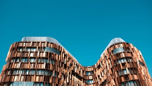 Milan, Italy, Modern architecture, Blue Sky, Clear sky, Office building, Pattern, 4K wallpaper