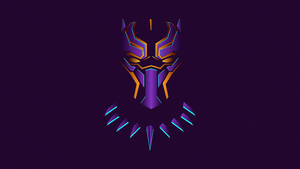 Black Panther, Purple background, Minimal art, Simple, 4K wallpaper