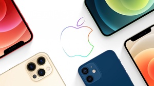 iPhone 12, Apple logo, Apple Event, White background, 4K wallpaper