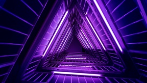 Neon Triangle, Purple light, Low Angle Photography, Look up, Geometrical, Indoor, Neon Lights, Glowing, Vibrant, Triangles, Aesthetic, 4K wallpaper