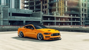 Ford Mustang, Custom tuning, Orange cars, 4K wallpaper