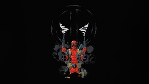 Deadpool, Artwork, Black background, AMOLED, Marvel Superheroes, 4K wallpaper